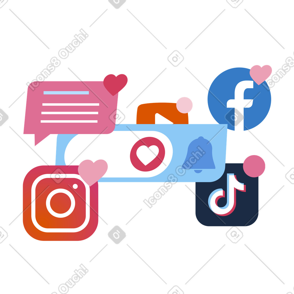 Illustration Notifications des applications de médias sociaux dans le style Vector à télécharger aux formats PNG, SVG