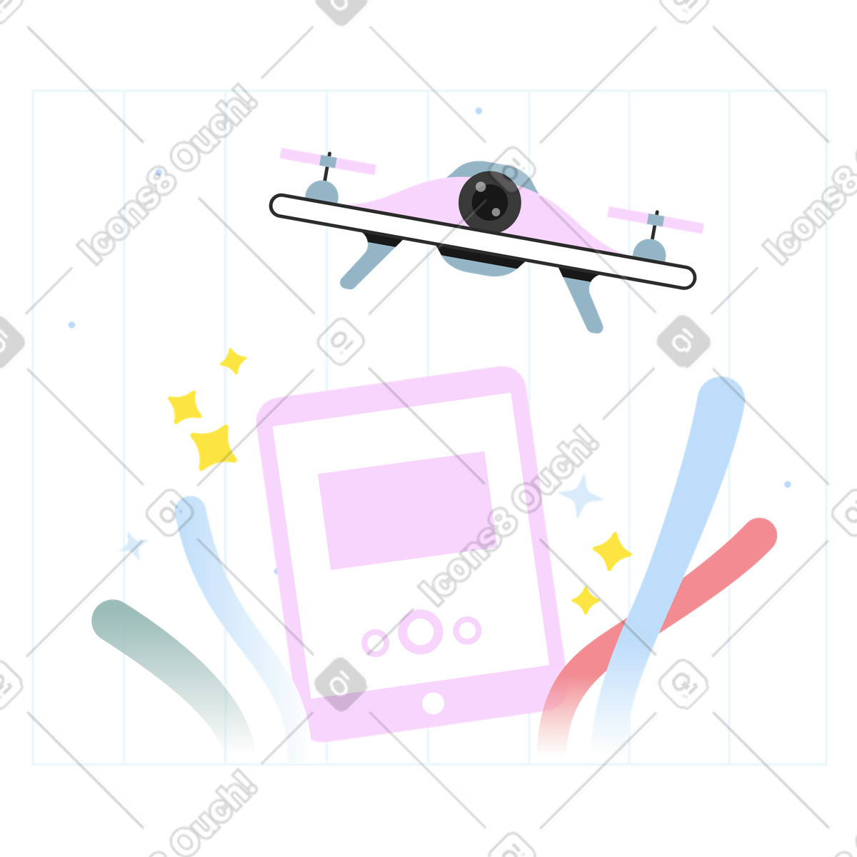 Ilustração de Controle quads via app em no estilo Marginalia para baixar em PNG, SVG