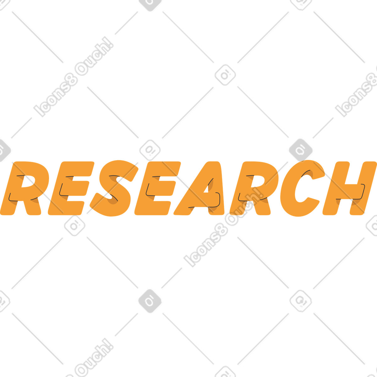 Ilustración Lettering orange research en estilo Dizzy a descargar en PNG y SVG