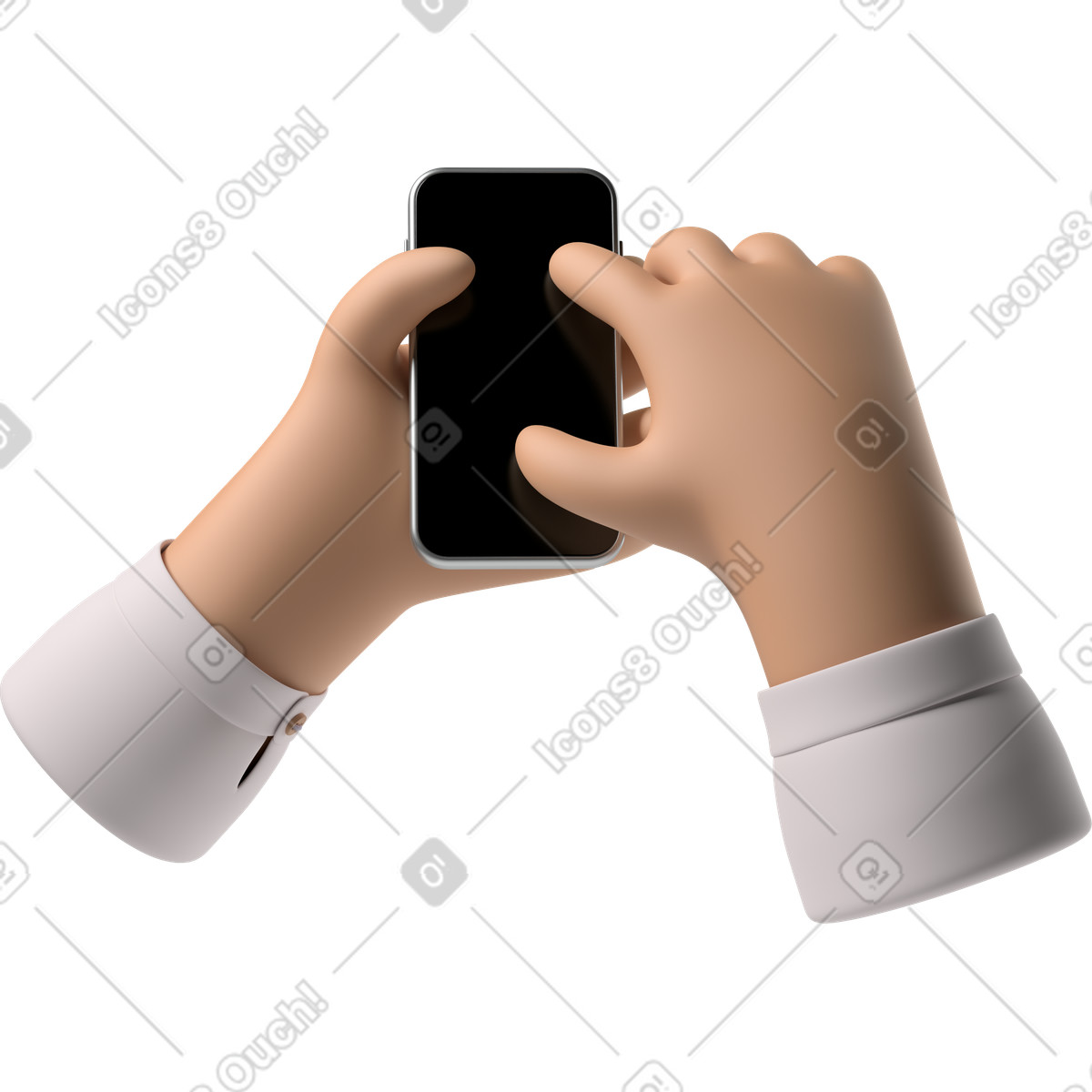 Ilustração de Mãos pele bronzeada com um telefone em no estilo 3D Hands Fun&Wild para baixar em PNG, SVG