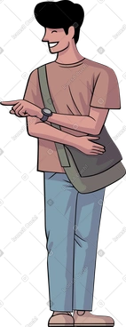 Smiled man is pointing left PNG, SVG