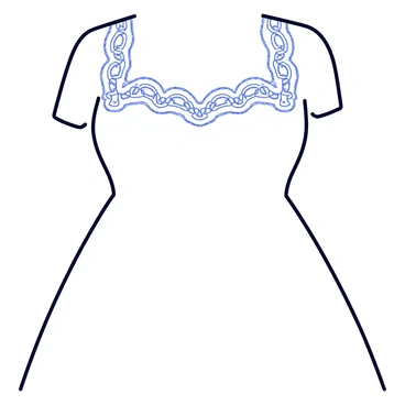 A close-up of a bridal gown highlighting the delicate lace texture and intricate embroidery.