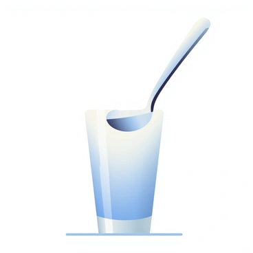 A shiny silver spoon is balanced on the edge of a clear glass. The glass is filled with water, reflecting light in a subtle way. The spoon's handle extends outward, elegantly poised above the rim. The glass is set on a smooth white surface, creating a clean contrast with the metallic sheen of the spoon. The scene captures a moment of perfect balance, with the spoon seemingly motionless in its careful position.