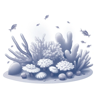An underwater scene showcasing a diverse garden of coral formations. Different types of corals, including branching, plate-like, and brain corals, create intricate structures. Numerous fish swim around, including small, slender body shapes and larger, more rounded ones. Some fish are observed darting between the coral, while others are hovering nearby, showcasing their fins. The light from the surface filters down, casting dynamic shadows on the sand below and illuminating the corals.
