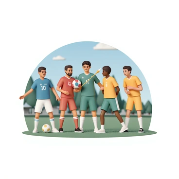 A vibrant illustration of people from different countries playing various sports together.