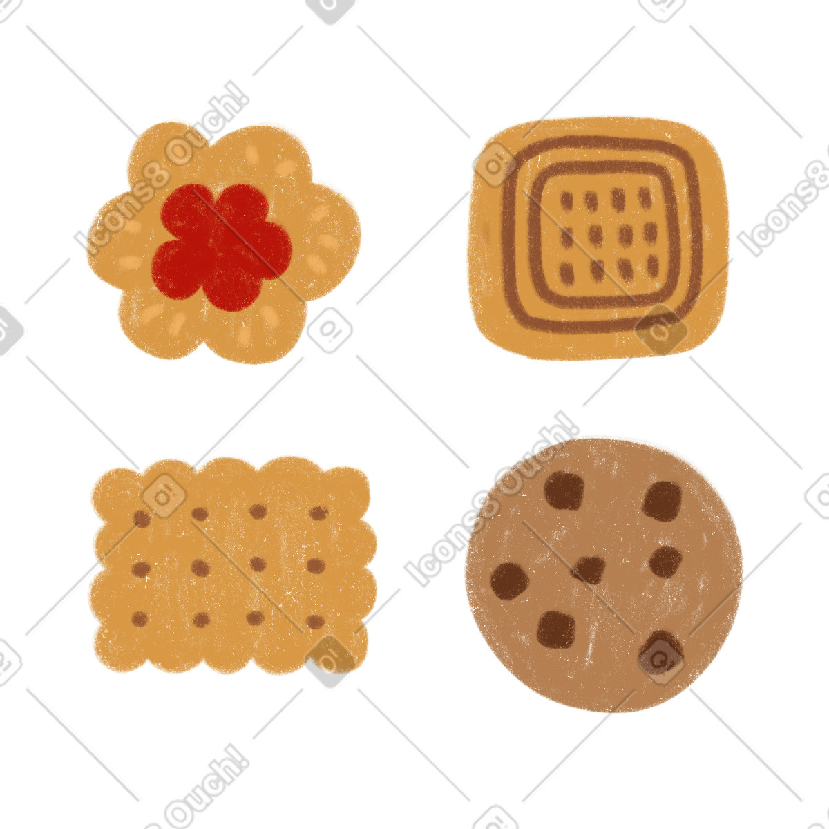 Cookies illustration in Cozy style download in PNG, SVG