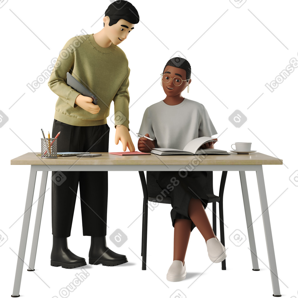 Ilustración Man and woman at work en estilo 3D Business a descargar en PNG y SVG