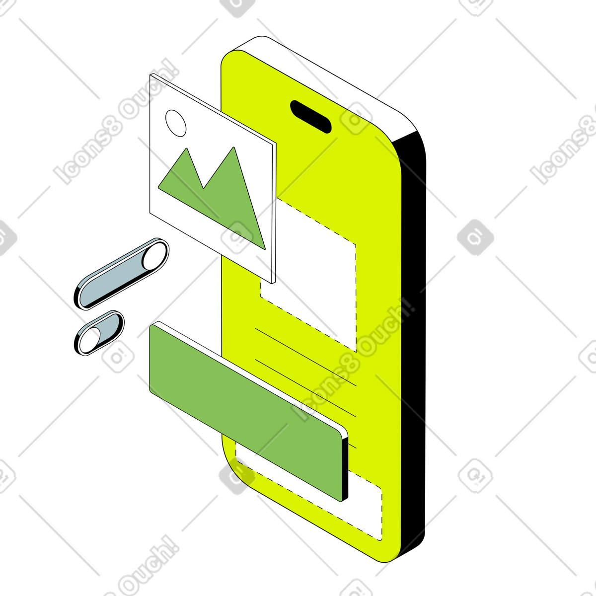 User interface elements on smartphone illustration in PNG, SVG