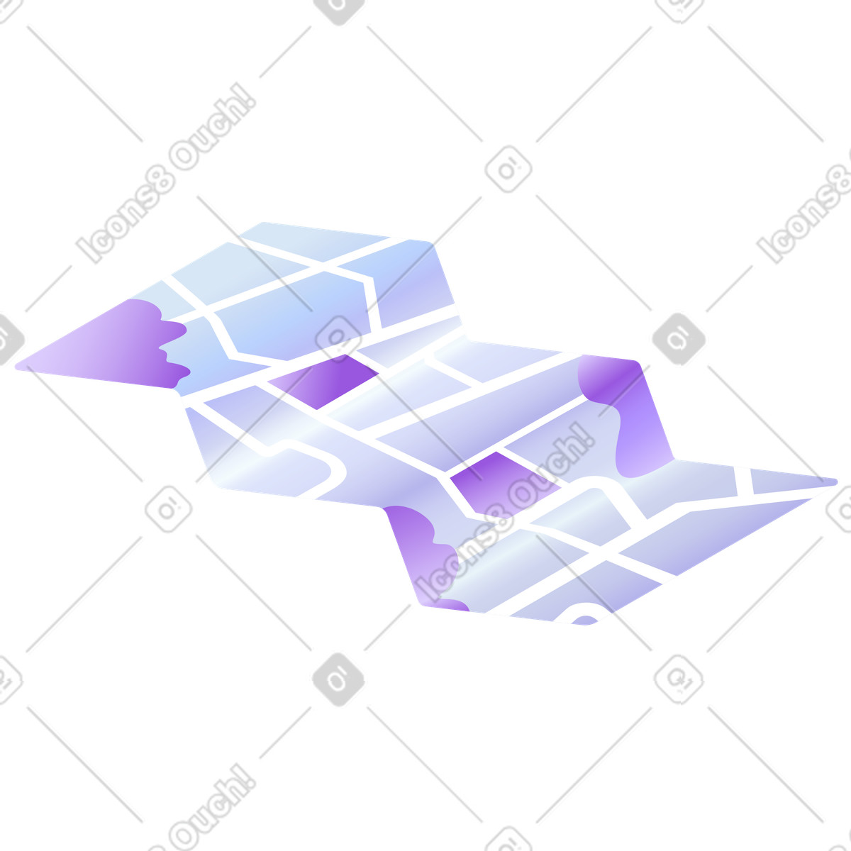 Hi-tech スタイルの 紙の地図 のイラストをPNG、SVG形式でダウンロード