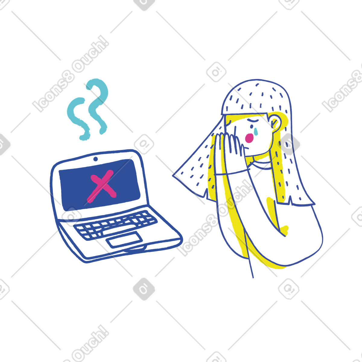 Computer crashed illustration depicting something went wrong clipart SVG GIF images