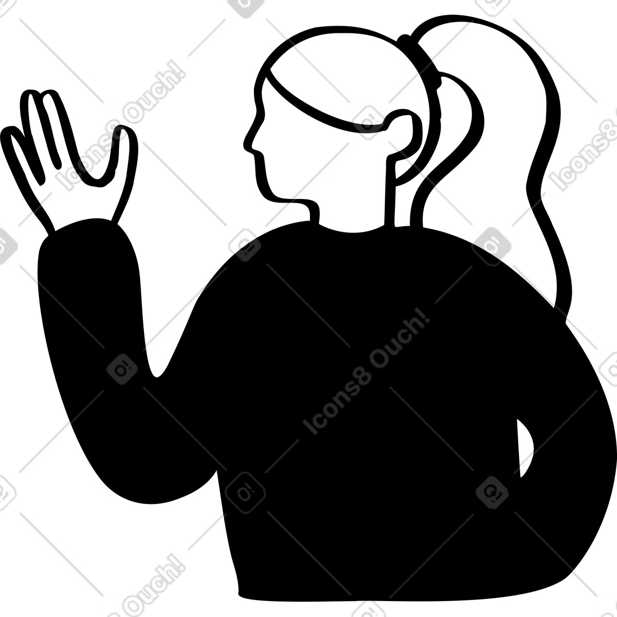 Woman with ponytail illustration in Journal style download in PNG, SVG