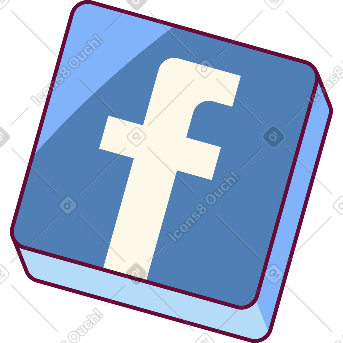 Blue facebook icon illustration in Handy style download in PNG, SVG