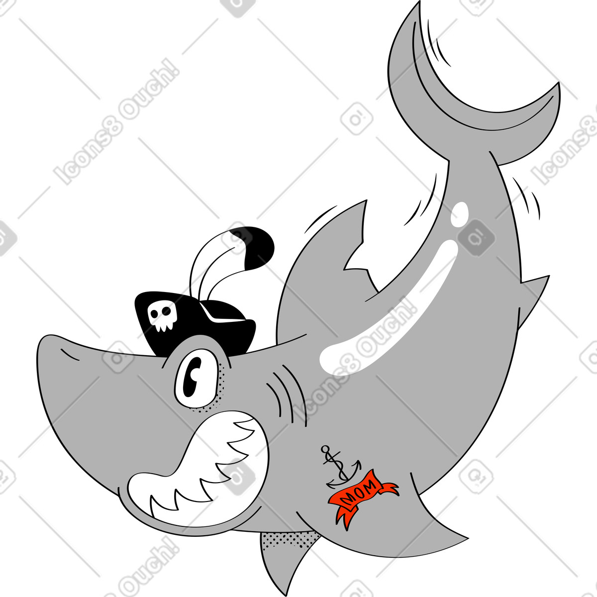 Illustration Requin dans le style Looney à télécharger aux formats PNG, SVG