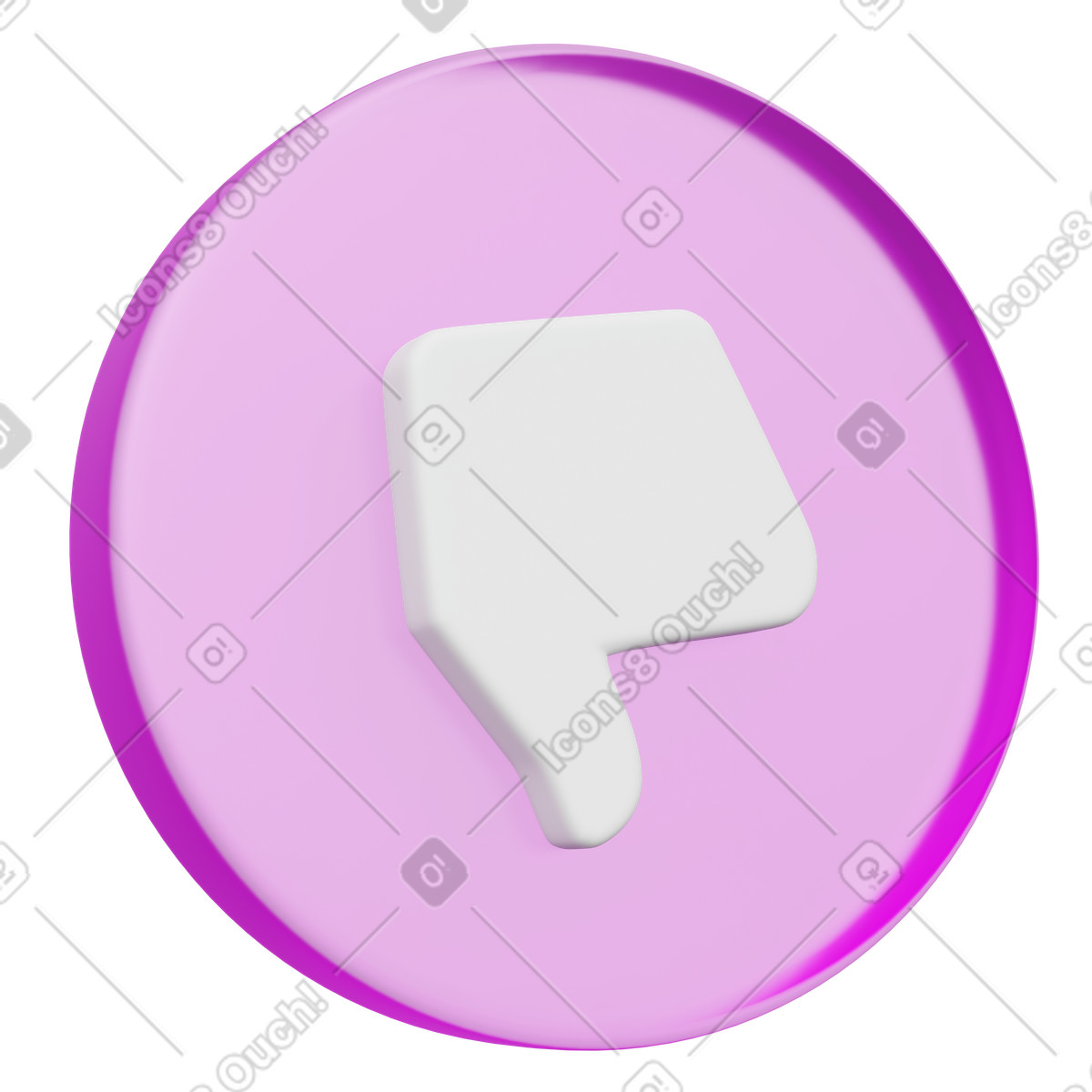 Pink glass UI dislike button for customer review and feedback illustration in 3D Playful style download in PNG, SVG