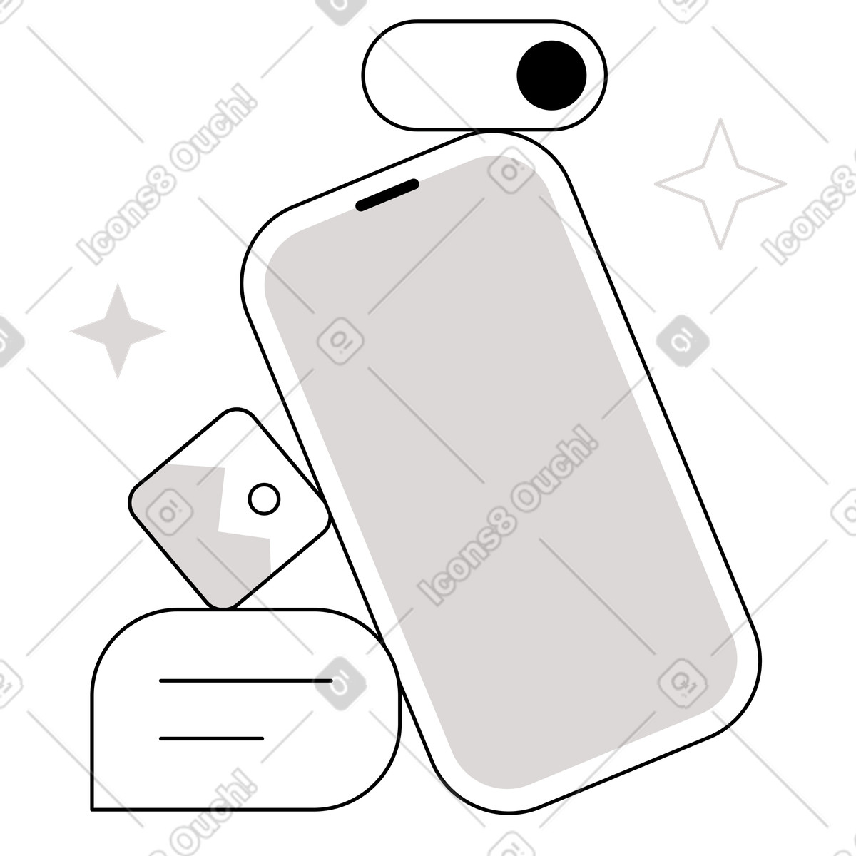 Designing mobile app user interface illustration in PNG, SVG