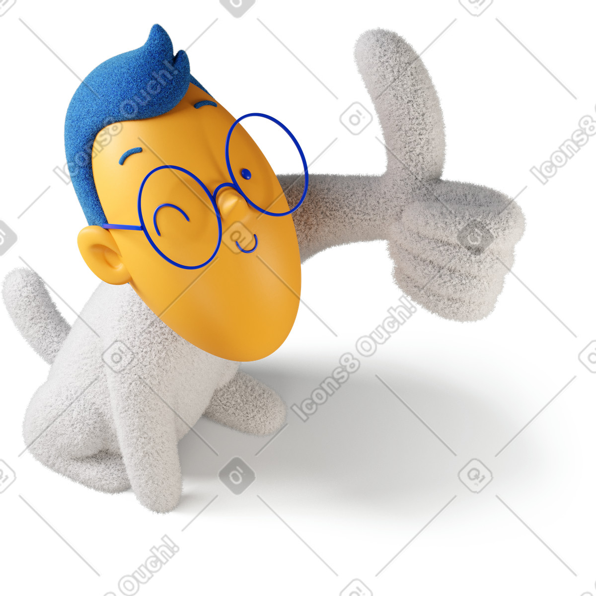 Ilustração de Vista superior um menino piscando mostrando o polegar para cima virou à direita em no estilo 3D Buddy baixar em PNG, SVG
