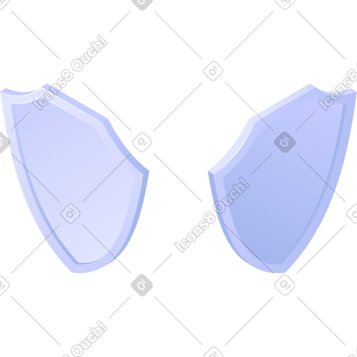 Isometric shields front illustration in Quantum style download in PNG, SVG
