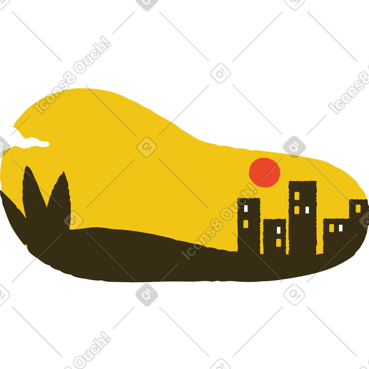 Stadt-Illustration im Bermuda-Stil als Download in PNG, SVG