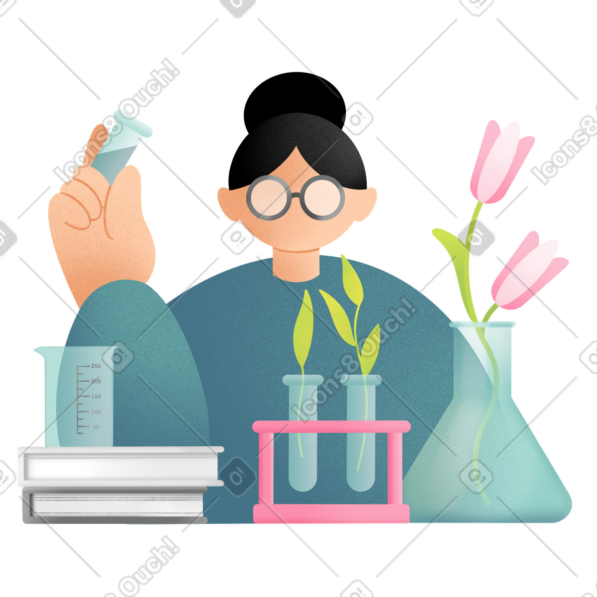 Illustration Scientist in the laboratory doing experiments dans le style Joy à télécharger aux formats PNG, SVG