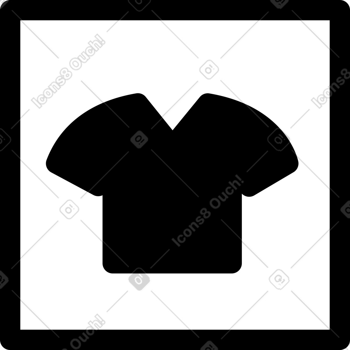 Notion Line Art スタイルの Tshirt clothing symbol inside square frame for laundry room signage のイラストをPNG、SVG形式でダウンロード