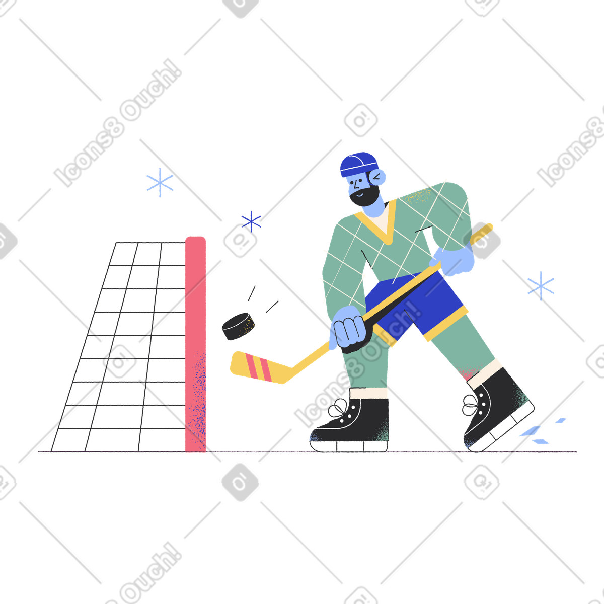 Pablo スタイルの Man playing hockey のイラストをPNG、SVG形式でダウンロード