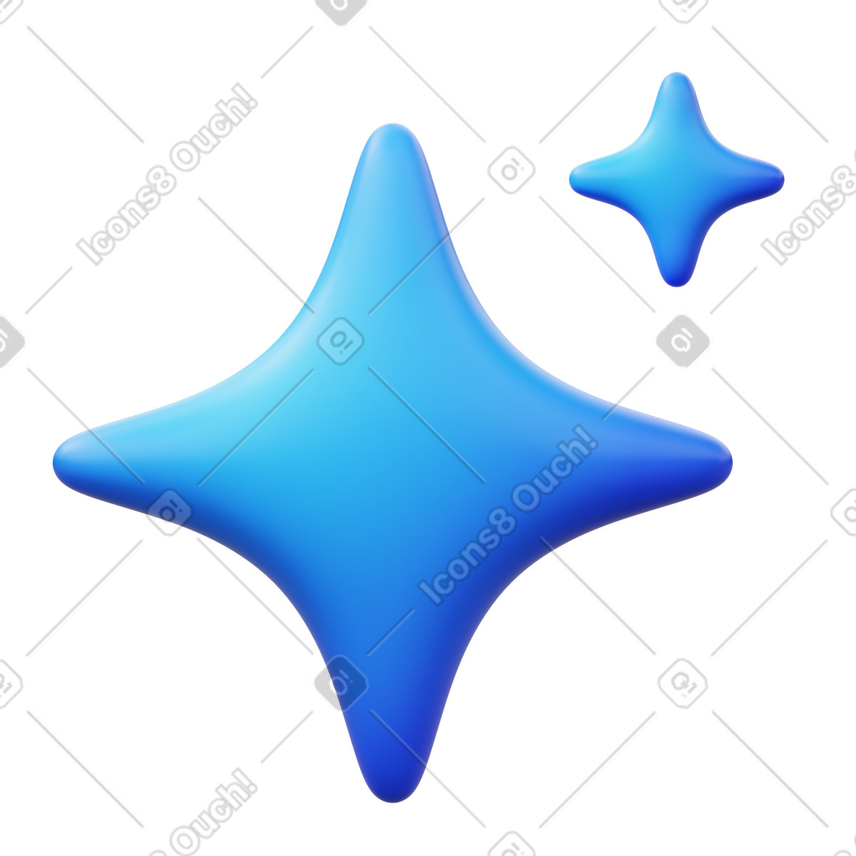 Blue sparkling AI stars animated illustration in GIF, Lottie (JSON), AE