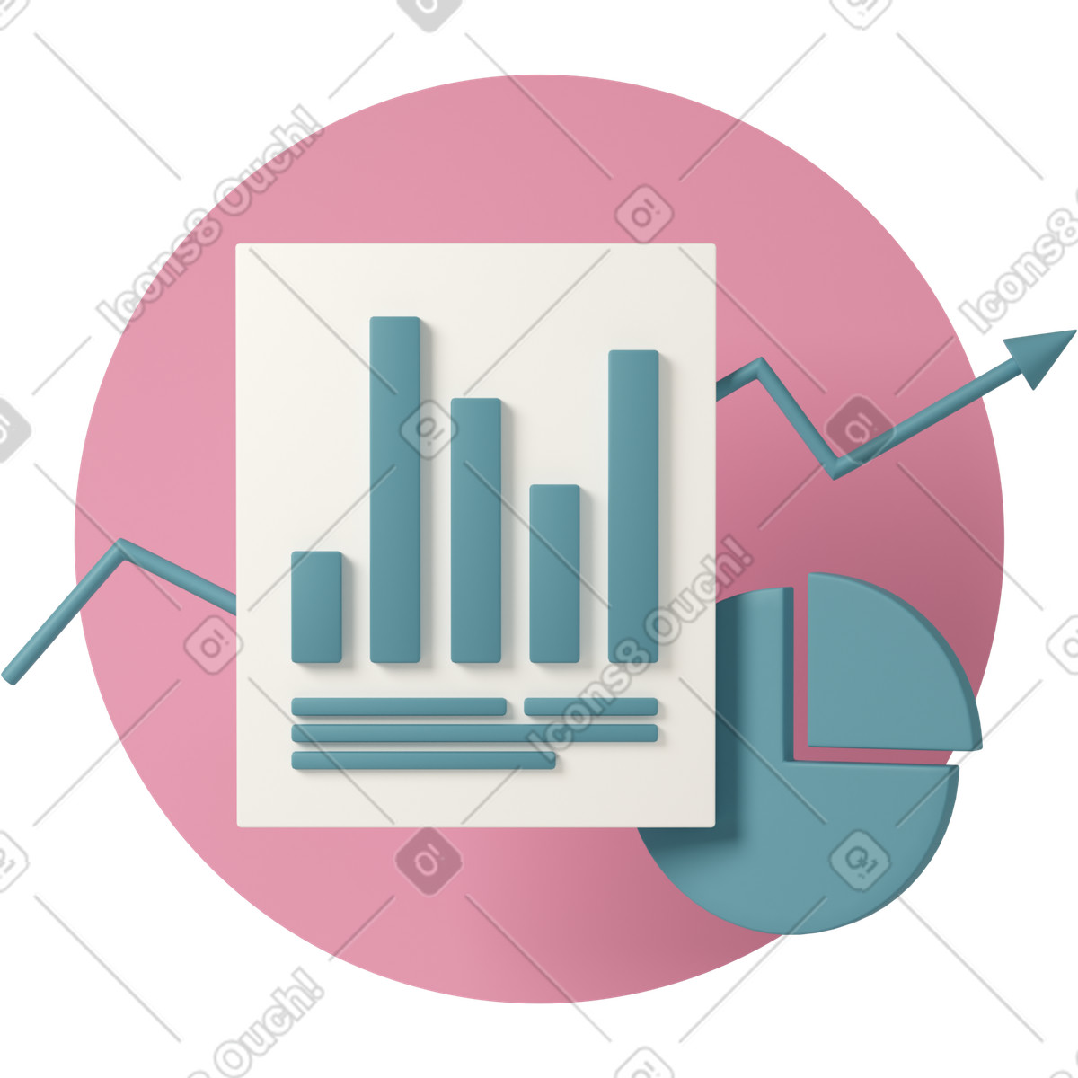 下载 3D Casual life 风格的 Infographic chart, statistics bar 插画，支持 PNG、SVG 格式