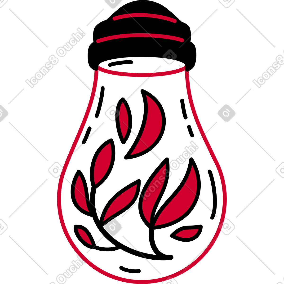 Lampadina con foglie illustrazione in stile Ruby scarica in PNG, SVG