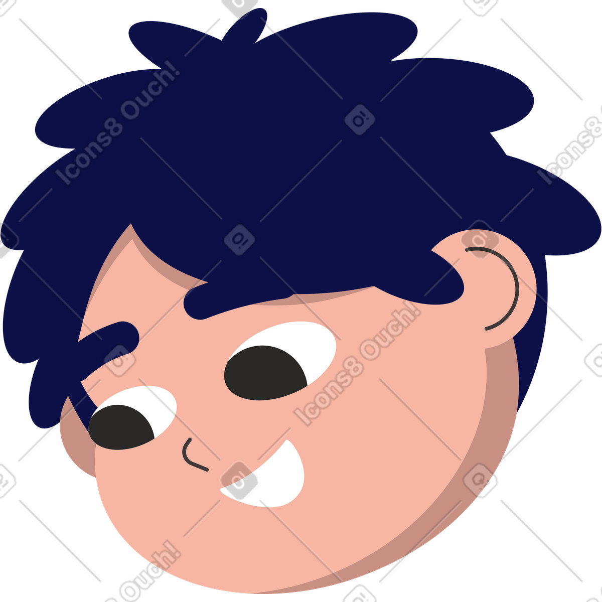 Illustration Tête de garçon aux cheveux longs dans le style Dizzy à télécharger formats PNG, SVG