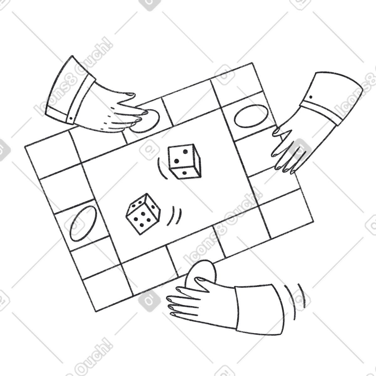 Giocare a giochi da tavolo con la famiglia illustrazione in stile Bonbon Line scarica in PNG, SVG