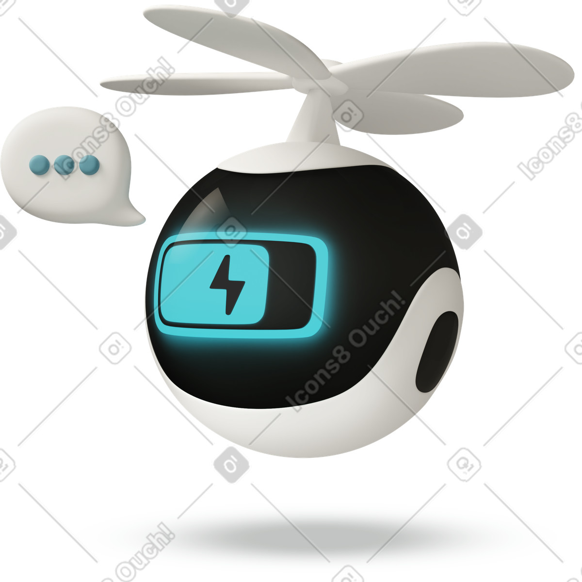 Ilustración Robot volador de reparto con hélice, tecnología logística autónoma en estilo 3D Casual life a descargar en PNG y SVG