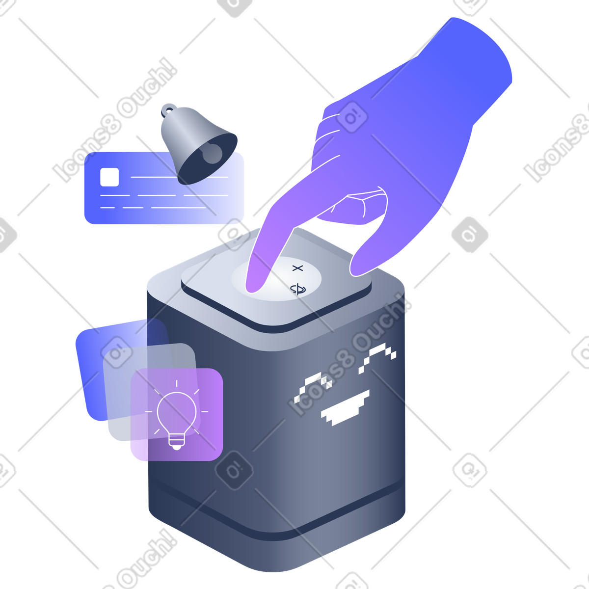 Smart Home Control with Interactive Speaker, Connected System Speaker Integration, Digital illustration in Lucent style download in PNG, SVG
