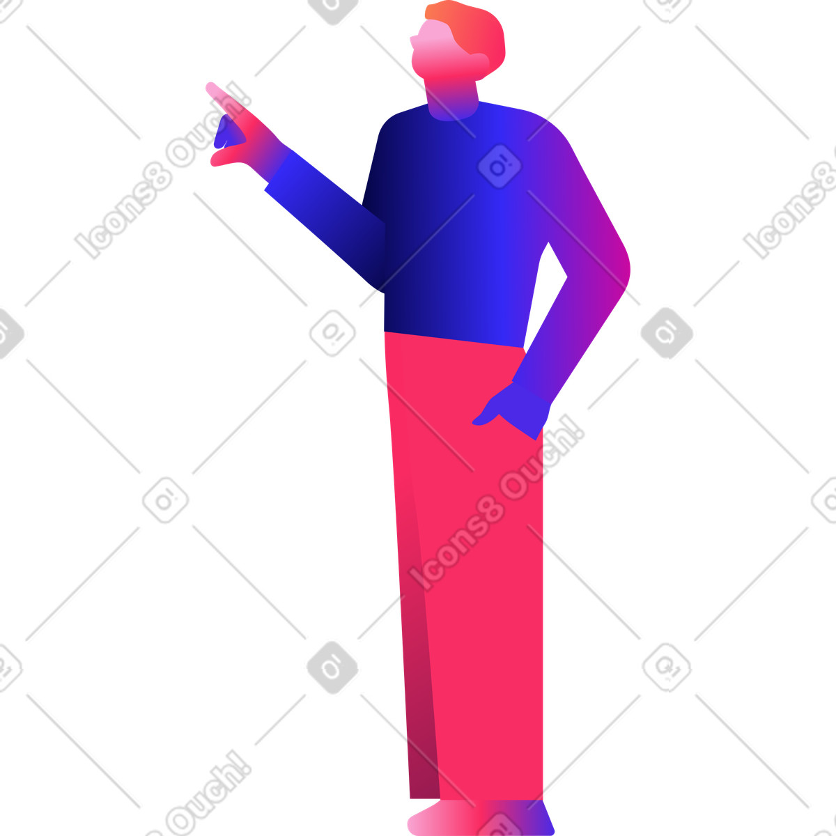 Illustration Homme debout, pointant du doigt dans le style Mix à télécharger aux formats PNG, SVG