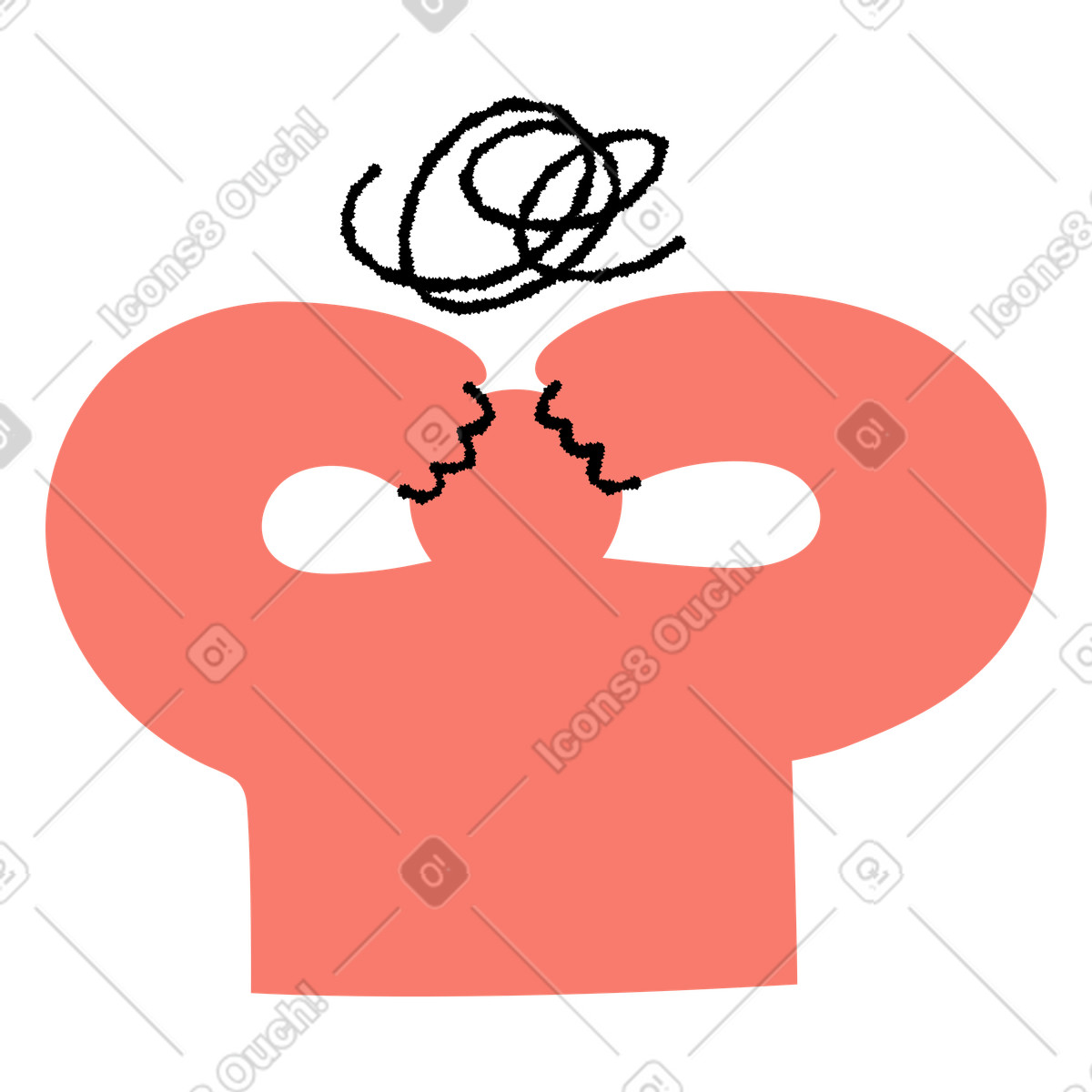 下载 Bold People 风格的 Anxious person with scribble cloud over head stressing out 插画，支持 PNG、SVG 格式