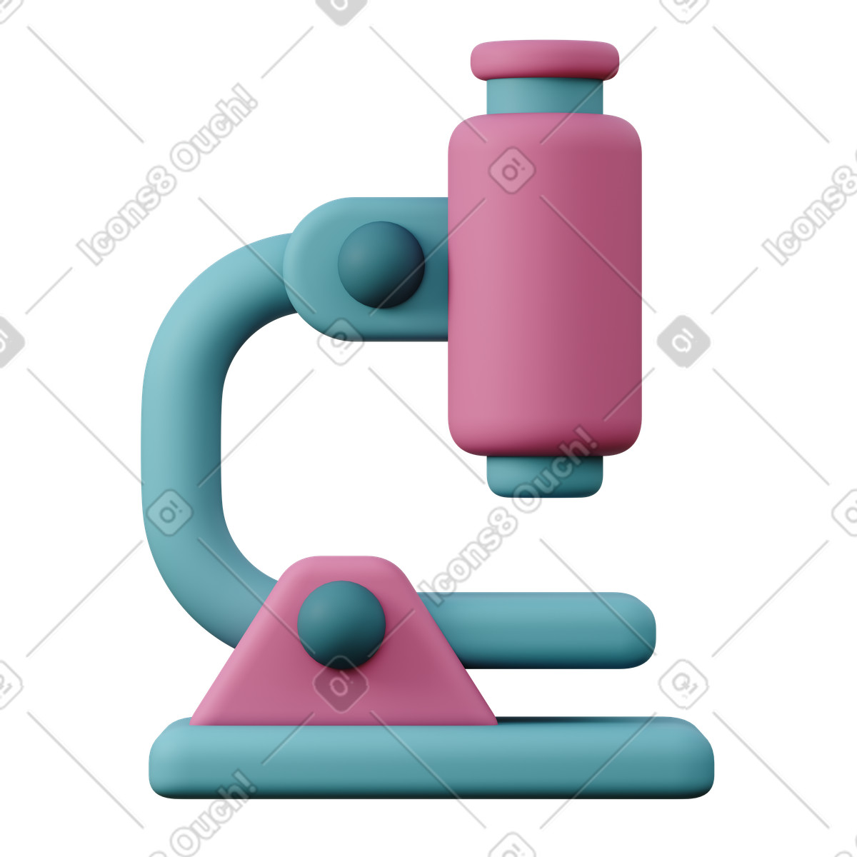 Educational pastel microscope for scientific research illustration in 3D Sugary style download in PNG, SVG