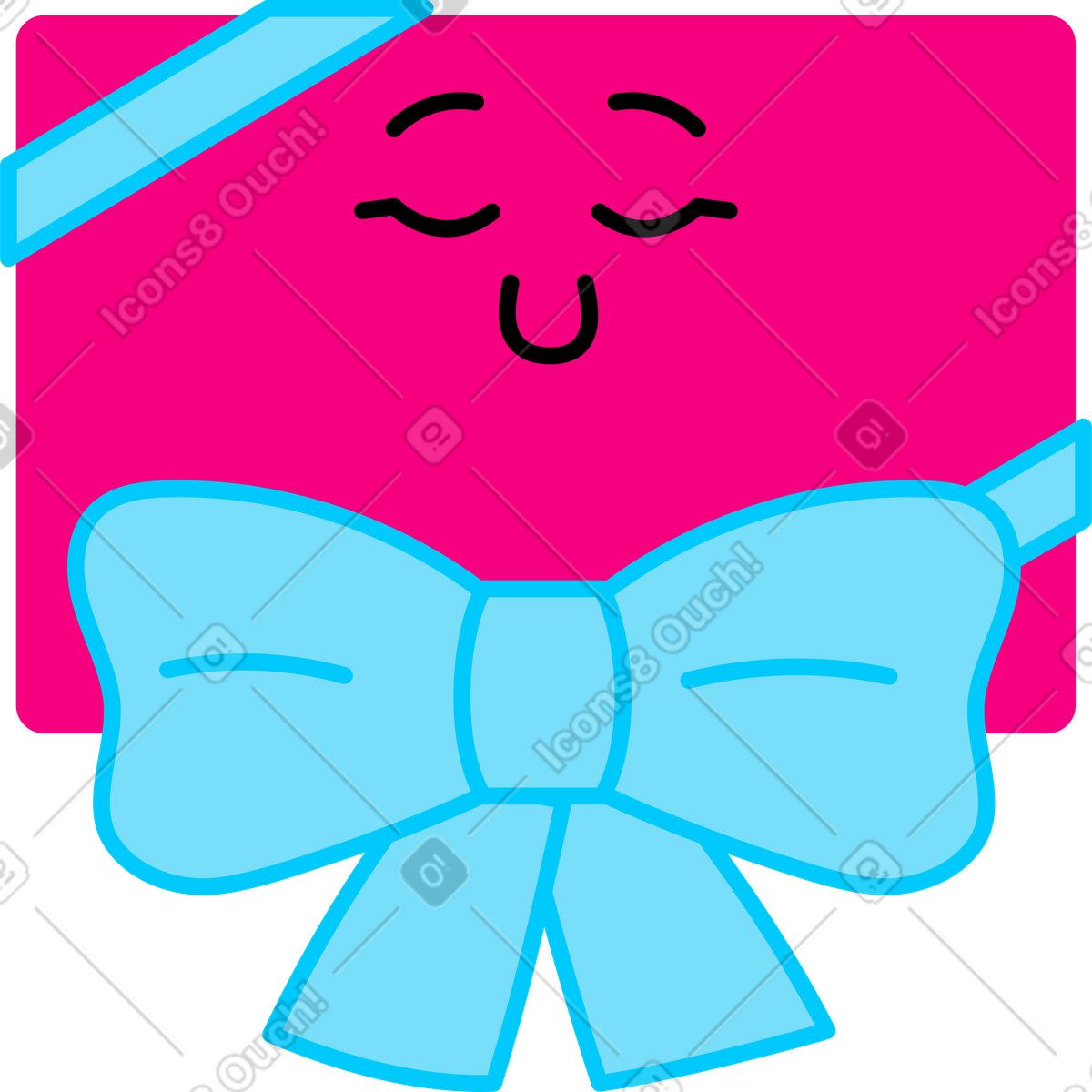 Geschenkkarte mit schleife-Illustration im Giggle-Stil als Download in PNG, SVG