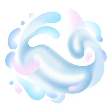 A liquid metal substance is flowing and cascading in intricate patterns. The liquid has a shiny, reflective surface that captures light in various ways. The patterns twist and turn, creating dynamic shapes and forms throughout the illustration. The color gradient transitions smoothly across the surface, showcasing a blend of silvery hues with subtle hints of blues and purples. The overall composition highlights the fluid motion and the shimmering quality of the liquid metal.