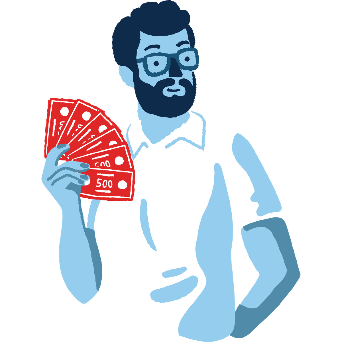 下载 Cherry 风格的 Man with a money 插画，支持 PNG、SVG 格式