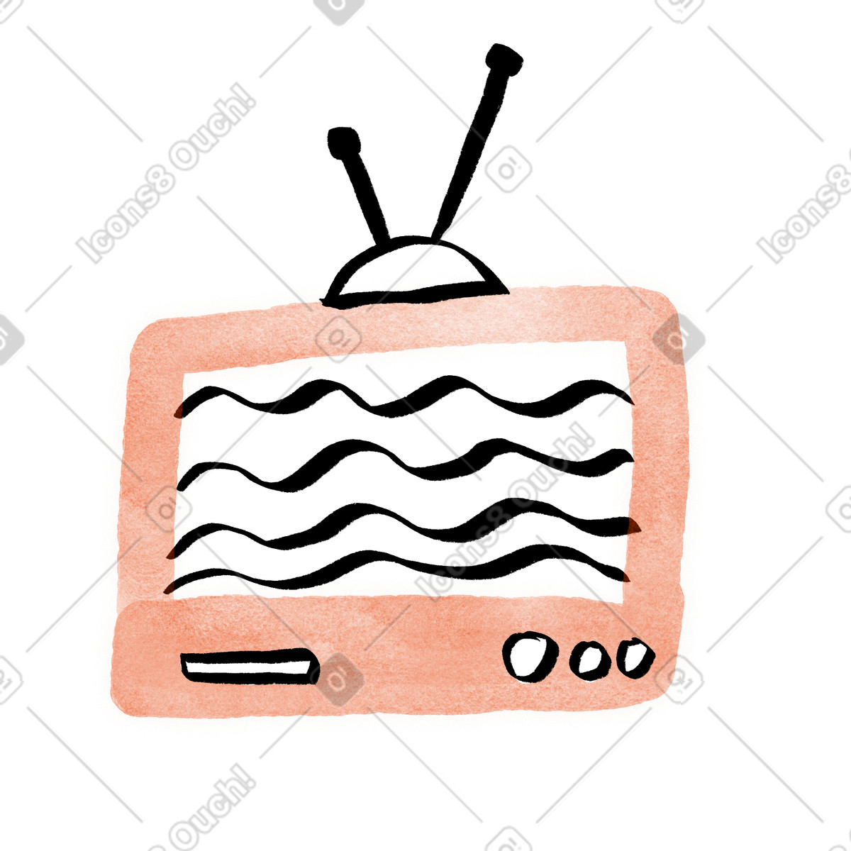 Retro tv with static screen, No signal, Loading and buffering animated illustration in Hand-drawn animation style download in GIF, Lottie (JSON), AE