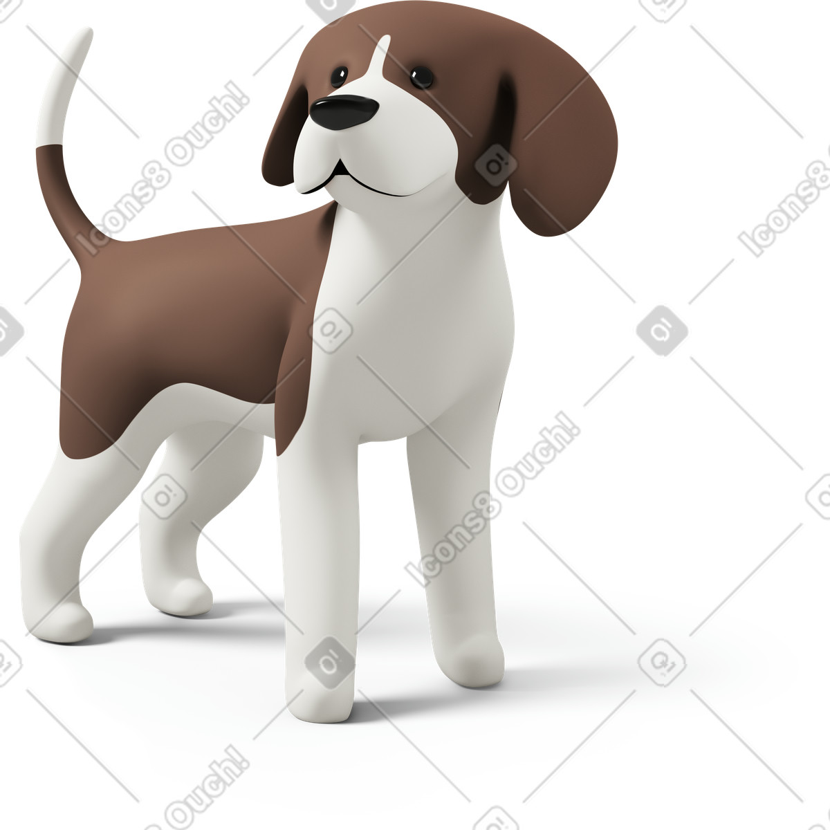 3D Casual life 스타일의 Front view of a beagle dog 일러스트레이션 PNG, SVG 다운로드