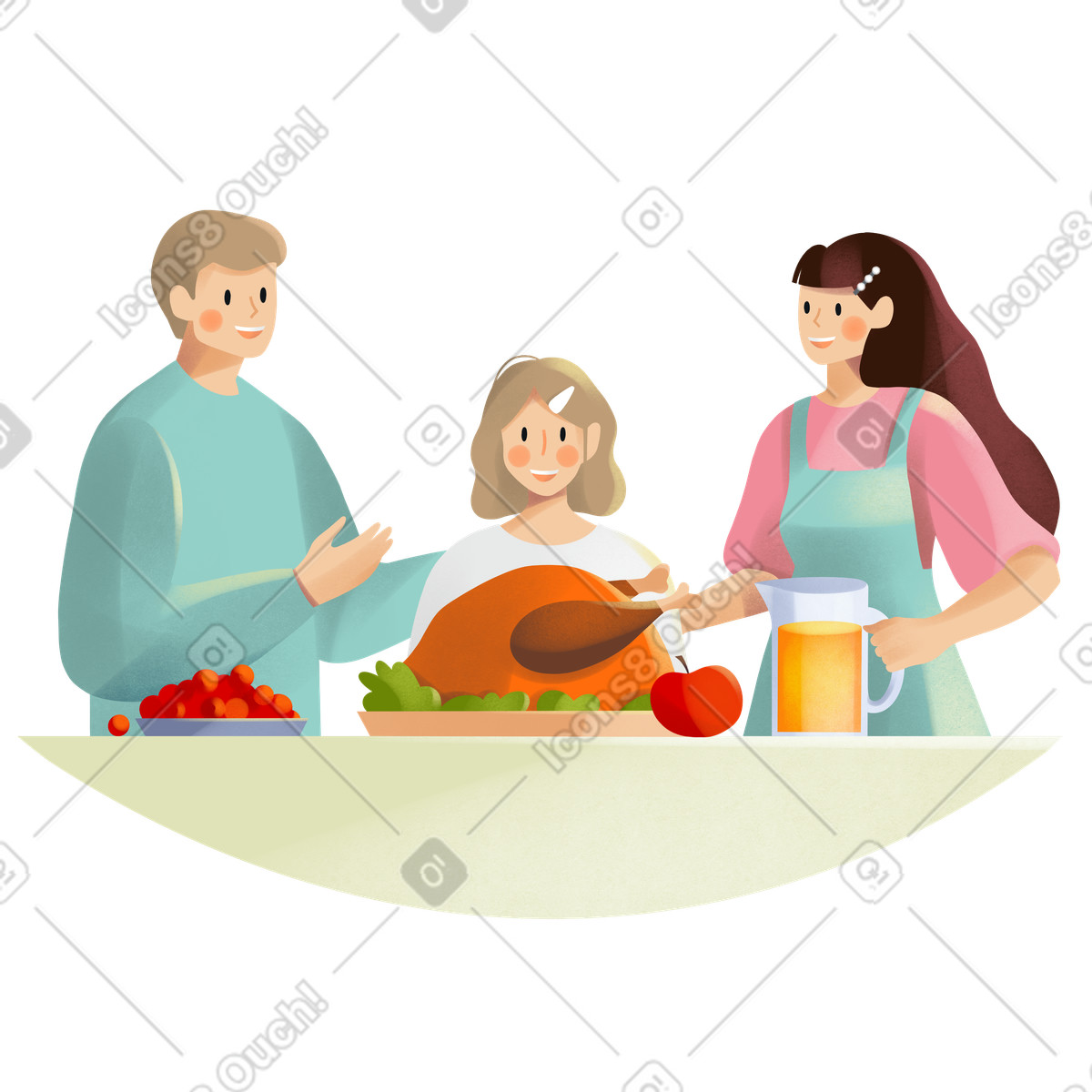Illustration Family at the holiday table dans le style Shine à télécharger aux formats PNG, SVG