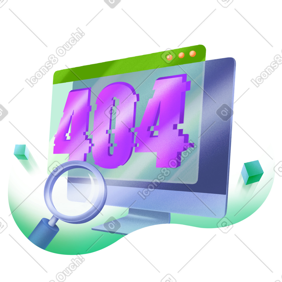 404 error page on desktop  illustration in PNG, SVG