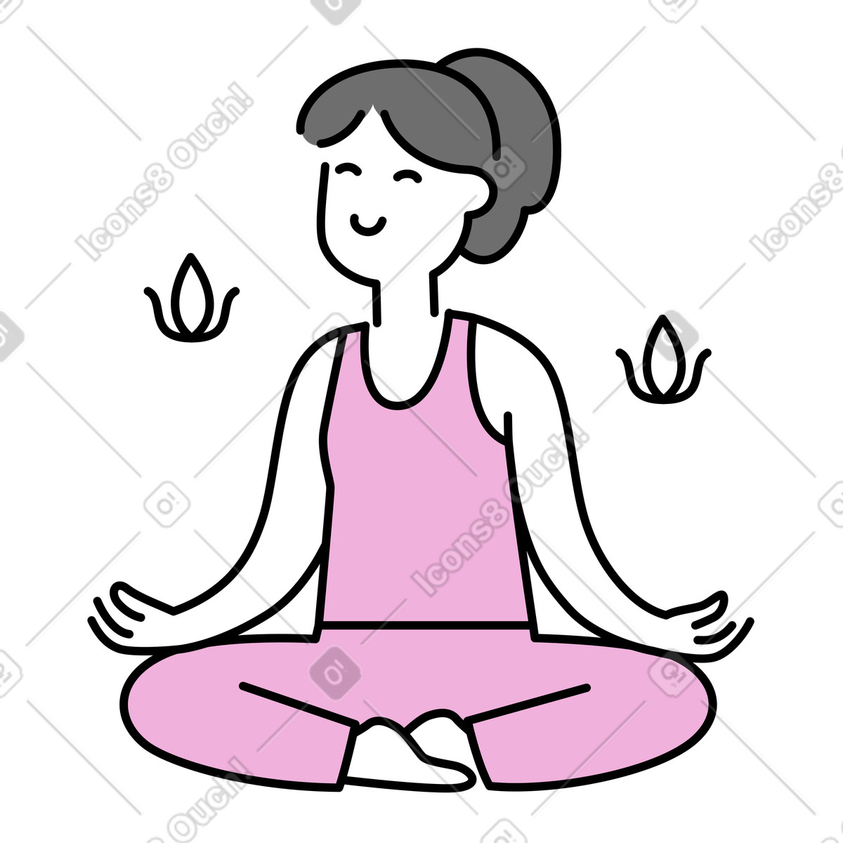 Mochi 스타일의 Meditating in lotus position, mental health and self-care 일러스트레이션 PNG, SVG 다운로드