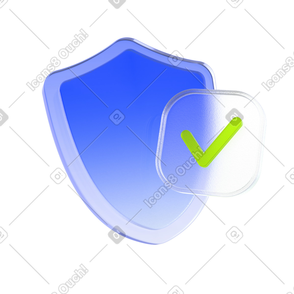 Ilustração de Escudo segurança azul e marca verificação, online controle acesso. em no estilo 3D Enterprise para baixar em PNG, SVG
