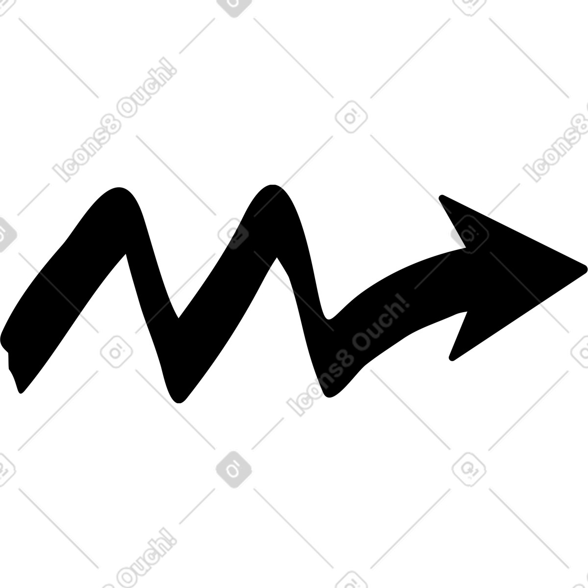 Twirl スタイルの 黒い矢印のジグザグ のイラストをPNG、SVG形式でダウンロード