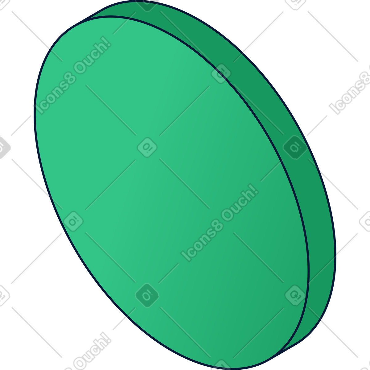 Green circle icon isometry illustration in Neat style download in PNG, SVG