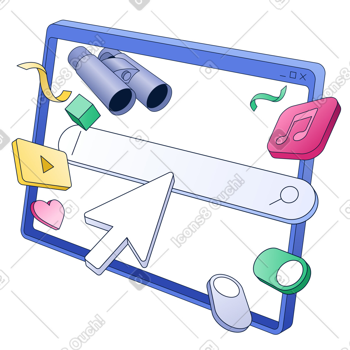 Ricerca unificata, di informazioni nel browser, su internet illustrazione in stile Neat scarica in PNG, SVG