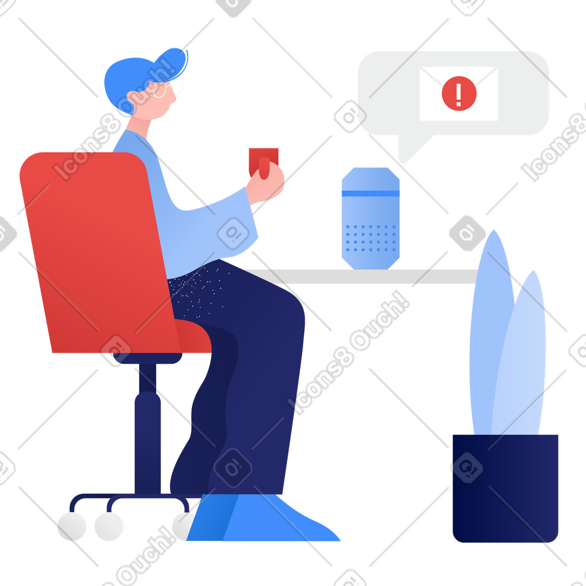 Smart speaker - neue nachricht-Illustration im Clip-Stil als Download in PNG, SVG