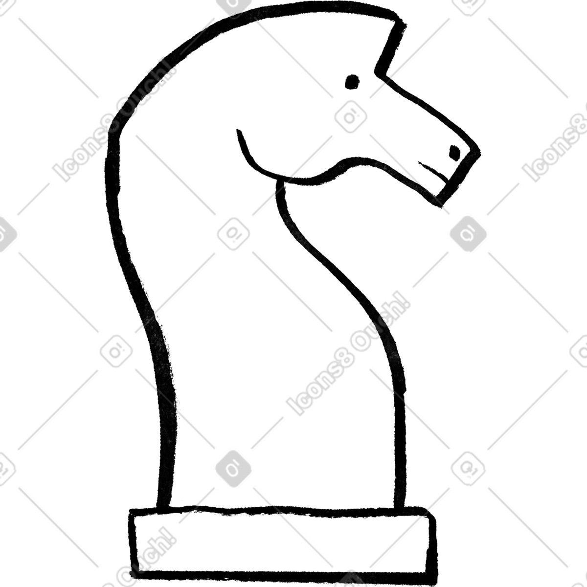 Black line knight horse chess piece illustration in Inky style download in PNG, SVG