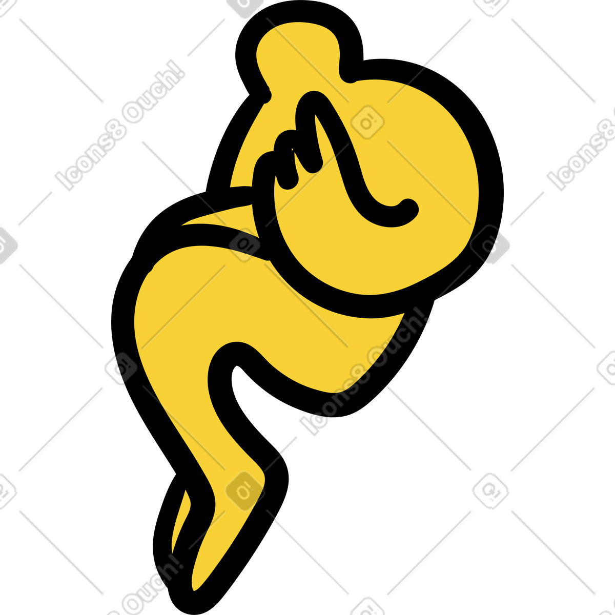 Gelbe person sitzt da und denkt-Illustration im Wiggle-Stil als Download in PNG, SVG